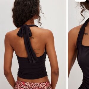 Free People Black Tie Halter Top